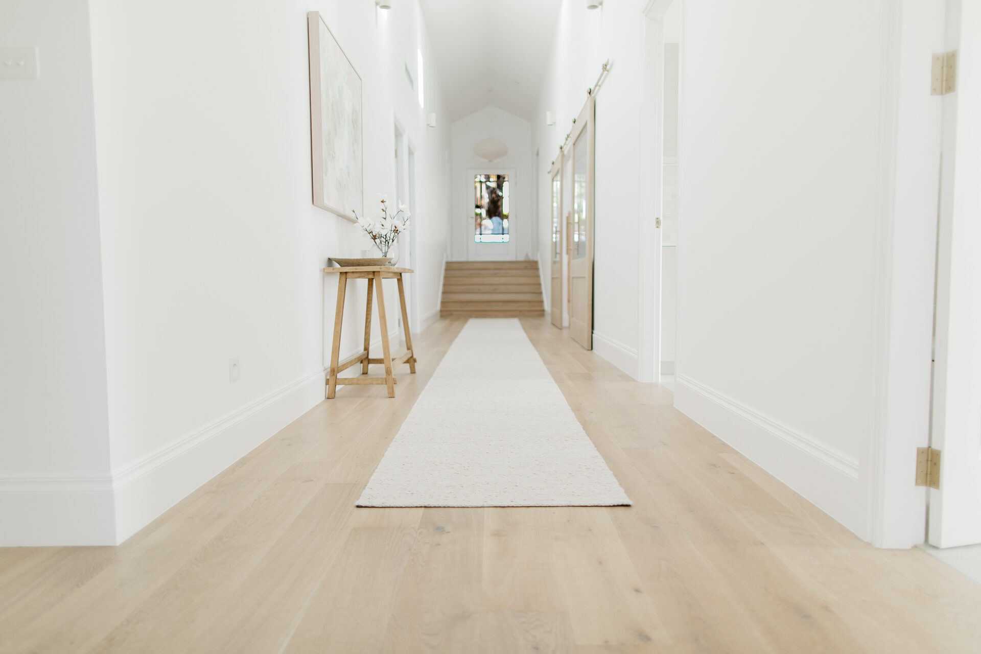 Polished timber hallway floor in Newcastle home